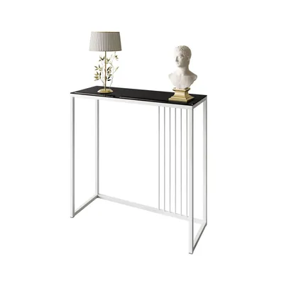 Produktbild von PRIME GLASS Konsole 80 cmWeiß / Schwarzes Glass