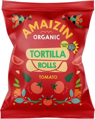 Produktbild von Mais-Chips-Rollen Tomate Glutenfrei  100 g - Amaizin