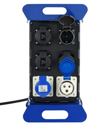 Produktbild von Electraline Tragbarer Stromverteiler, 16A, 4 Schutzkontaktsteckdosen, 2m Gummileitung, IP44