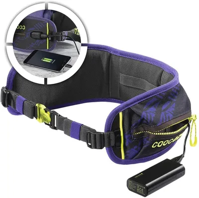Obrázek produktu pro coocazoo Bederní pás TecCheck Violet – Ergonomický bederní pás s powerbankou o kapacitě 4000 mAh a USB nabíjecím portem, určený pro školní batohy