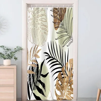 Image de Omgoods - Rideau de douche avec motifs de feuilles tropicales, imperméable et lavable