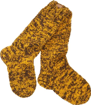 Produktbild von Handgestrickte Schafwollsocken, Haussocken, Nepal Socken - Gelb/braun, Uni, Wolle, Größe: M (39-41)