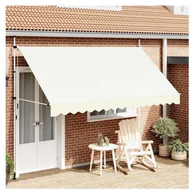 Produktbild von Einziehbare Markise Handbetrieben 350 cm Cremeweiß für Balkon und Terrasse