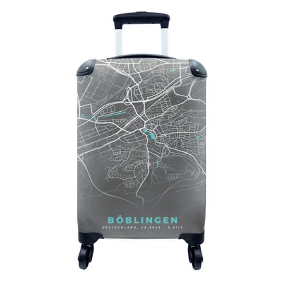 Produktbild von MuchoWow® Koffer Handgepäck Trolley Rollkoffer Kleine Reisekoffer mit 4 Rollen - Stadtplan - Karte von Deutschland - Blau - Böblingen - Karte - Cabin Size < 55x40x23 cm & 55x40x20 cm - Fotokoffer - Kabinenkoffer - Boardgepäck - Reise-Box - Reisekoffer - Reisegepäck - Koffer mit Bild - Trolley für Kinder