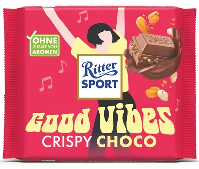 Produktbild von Ritter Sport Good Vibes Crispy Choco 100g, KI-generiertes Bild