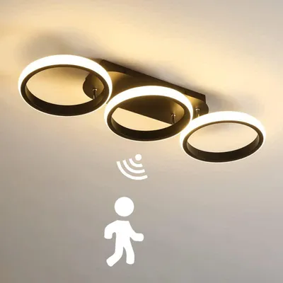 LED-Deckenleuchte mit Bewegungsmelder 30W, Schwarz, 3000K