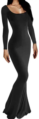 Produktbild von AnotherChill Damen Casual Lounge Slip Langes Kleid y Langarm Rückenfrei Bodyc
