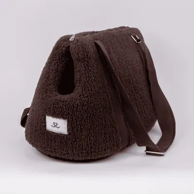 Image de Sac de transport pour chien Teddy, couleur chocolat – Sac confortable et élégant pour transporter votre chien