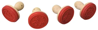 Produktbild von Weihnachts-Keksstempel 1x 5cm rund Holz Silikon Plätzchenstempel Motivstempel