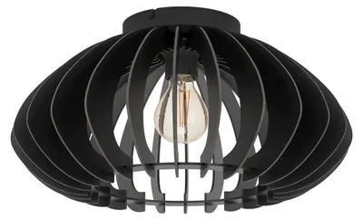 Immagine prodotto di EGLO lampada da soffitto Cossano 3, plafoniera vintage, faretto da soffitto retrò in metallo e legno in nero, lampada da soggiorno con attacco E27, Ø 45 cm