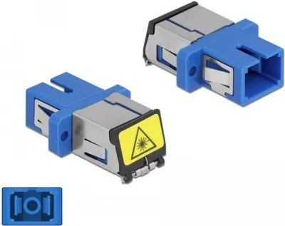 Produktbild von Delock LWL Kupplung mit Laserschutzklappe SC Simplex Buchse zu SC Simplex Buchse Singlemode blau