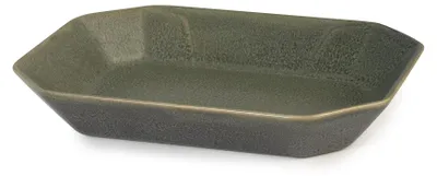 2er-Set Steinzeug-Teller grün 17 x 22 cm