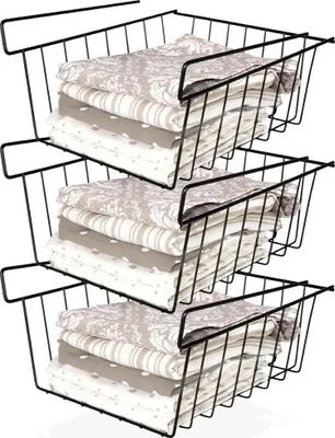 Obrázek produktu pro Vilde | Kovový úložný koš pod polici - sada 3 kusů - černý - 27,5x25x14 cm