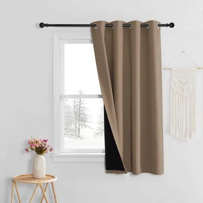 Obrázek produktu pro Záclona, krátká, termoizolační, ochrana proti chladu, barva cappuccino, rozměry 160 cm (výška) x 140 cm (šířka)