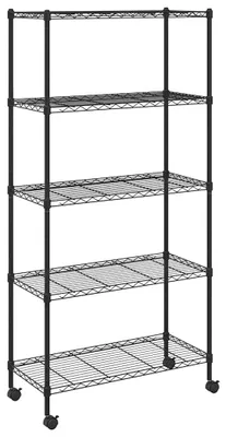 Imagen del producto de vidaXL Estantería de almacenamiento con 5 estantes y ruedas, 75x35x155 cm, color negro, capacidad de 250 kg