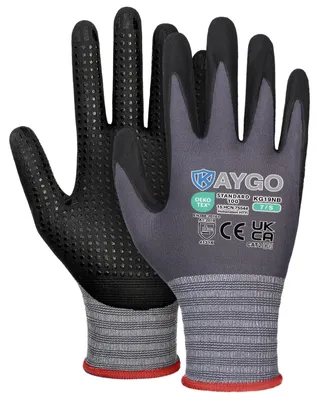 Immagine prodotto di Guanti da lavoro con punteggiature antiscivolo, 3 paia, rivestiti in nitrile