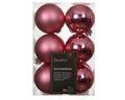 Produktbild von Weihnachtskugeln Kunststoff 6cm 12 Stück - Blütenrosa