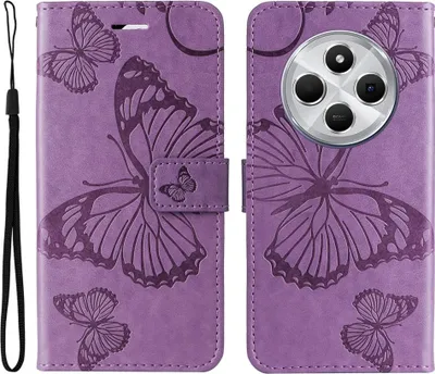 Produktbild von Xiaomi Redmi 14C Hülle - Coverup Schmetterlinge Klapphülle - Lila