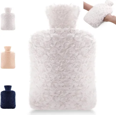 Produktbild von 2 Liter Wärmflasche mit flauschigem Plüsch Hand- und Fußwärmer - Wärmflasche (Aprikose)