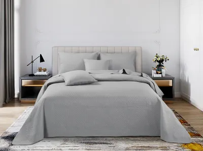 Produktbild von Graue Tagesdecke Sofa Steppdecke PLED 75x150 TRIO