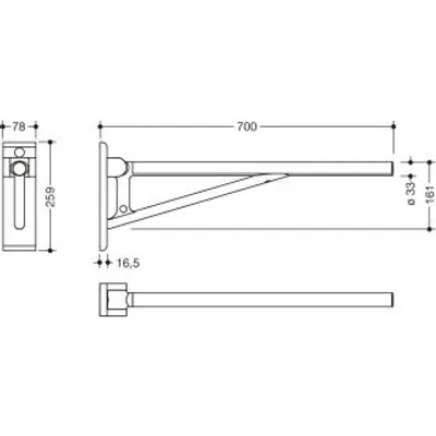 Produktbild von HEWI 900.50B217XA 98 Stützklappgriff, L:700mm,
