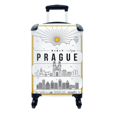 Produktbild von MuchoWow® Koffer Handgepäck Trolley Rollkoffer Kleine Reisekoffer mit 4 Rollen - Skyline - Prag - Weiß - Cabin Size < 55x40x23 cm & 55x40x20 cm - Fotokoffer - Kabinenkoffer - Boardgepäck - Reise-Box - Reisekoffer - Reisegepäck - Koffer mit Bild - Trolley für Kinder