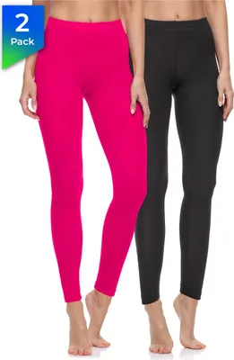 Produktbild von Merry Style Damen Lange Leggings aus Baumwolle 2 Pack MS10-198 (Schwarz/Amaranth, XL)