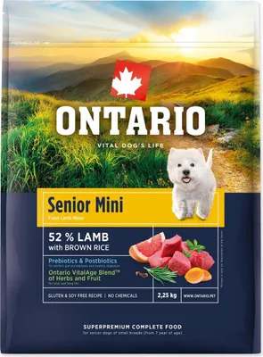 Imagen del producto de Alimento para perros Ontario Senior Mini, sabor a cordero y arroz integral, 2,25 kg