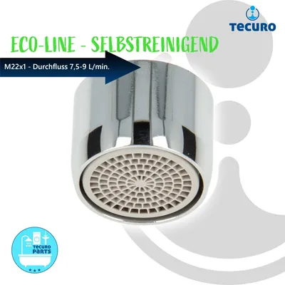 Produktbild von tecuro Selbstreinigende ECO SPAR Strahlregler Luftsprudler M22x1 IG, Durchflussklasse Z: 7,5 - 9,0 l/min, verchromt