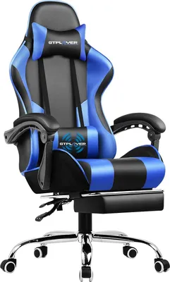 Produktbild von GTPLAYER Bürostuhl Gaming Stuhl Massage Gaming Sessel Ergonomischer Gamer Stuhl mit Fußstütze, Kopfstütze Massage-Lendenkissen, Gepolstert Gaming Chair, Drehsessel