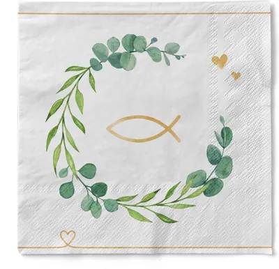 Produktbild von Sovie HORECA Serviette Eukalyptus/Fisch aus Tissue 33 x 33 cm, 3-lagig, 100 Stück