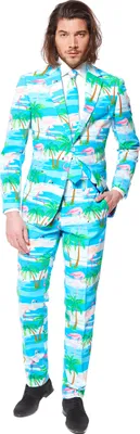 Produktbild von Opposuits-Herrenanzug Flamingo Karneval hellblau