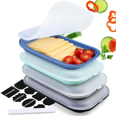 Immagine prodotto di Omgoods - Set di 4 contenitori per alimenti, ideali per conservare la carne in frigorifero, con coperchio