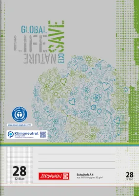Produktbild von BRUNNEN Schulheft A4 Lineatur 27, 32 Blatt Recyclingpapier