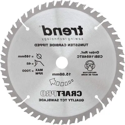 Image de Lame de scie circulaire, diamètre 165 mm, 48 dents, carbure de tungstène