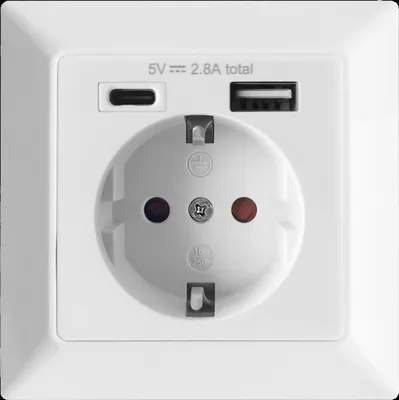 Obrázok produktu pre Kontakt Jednotlivý 16A, Usb A+C 2.8A Biely Orno