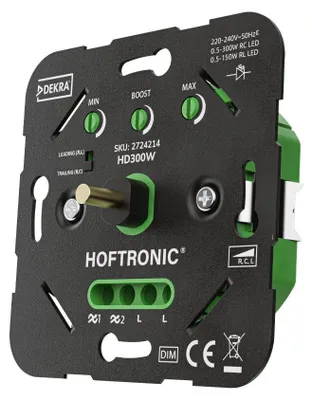 Produktbild von HOFTRONIC LED-Dimmer 0,5-300W Phasenanschnitt und -abschnitt Schwarz Einbau