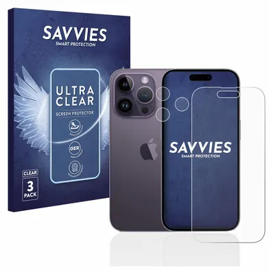 Produktbild von 6x Für Apple iPhone 14 Pro (Display+Kamera) Schutzfolie Savvies Displayschutz Display Schutz Folie Klar Transparent