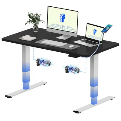 Produktbild von FLEXISPOT E5 Plus Höhenverstellbarer Schreibtisch 120x80cm, Doppelmotor, 25MM EINTEILIGE TISCHPLATTE, USB-Anschluss, 120KG Tragkraft, Schwarz