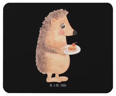 Produktbild von Mr. & Mrs. Panda Mousepad Igel Kuchenstück - Schwarz - Geschenk, Mouse Pad, Essen Spruch, Lustige Sprüche, mousematte, Kuchen Backen, Geburtstagskuchen, pc mauspad, Torte