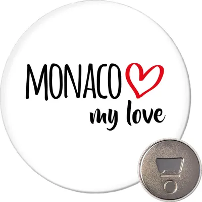 Produktbild von Huuraa Magnet Monaco my love 59mm Kühlschrankmagnet rund Flaschenöffner Geschenkidee