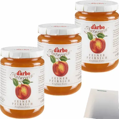 Produktbild von Darbo Pfirsich Konfitüre 3er Pack (3x450g Glas) + usy Block
