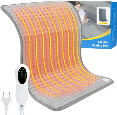 Obrázok produktu pre Vyhrievací vankúš 40x76 cm, automatické vypnutie, flanel, sivá, na chrbát a krk