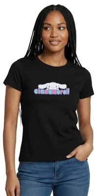 Produktbild von Spreadshirt Cinnamoroll Guckt Über Schriftzug Frauen T-Shirt, XL, Schwarz