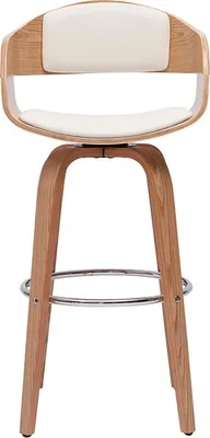 Produktbild von Miliboo - Design-Barhocker drehbar weiß und helles Holz H67.5 cm GAO