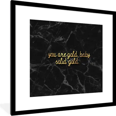 Produktbild von MuchoWow® Gerahmtes Poster Zitate - Gold - Marmor - Schwarz 40x40 cm - Poster mit Schwarzem Bilderrahmen Wandposter Rahmen Foto Bilder - Poster - Plakat im Rahmen