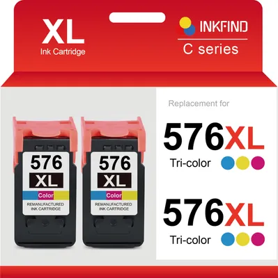 Produktbild von INKFIND 576XL Tintenpatrone kompatibel mit Canon576 Canon 576 Canon CL-576 CL-576XL Hohe Kapazität / 2er-Pack Farbe