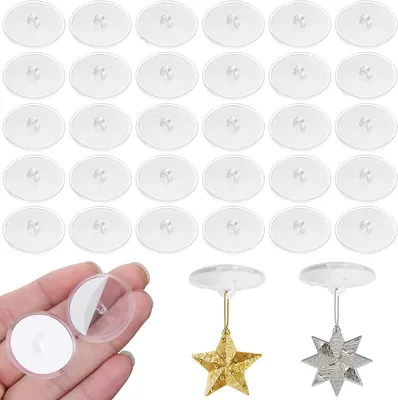 Produktbild von 50 transparente, selbstklebende Deckenhaken, kein Bohren erforderlich, perfekt für Dekorationen.