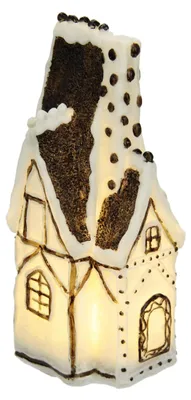 Weihnachtshaus aus Polyharz mit LED-Beleuchtung, 24 cm