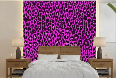 Produktbild von MuchoWow® Fototapete für Wohnzimmer oder Schlafzimmer Wandtapete Vinyl Motivtapete Leopardenmuster - Muster - Rosa - 220x220 cm - Tapeten